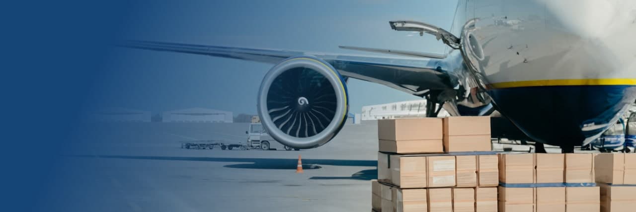 Airplane and cargo illustrating our comprehensive shipping solutions